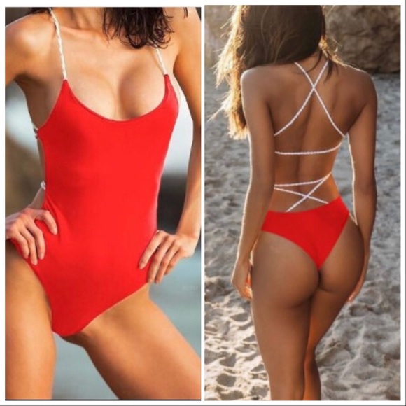 RESTOCK NEW‼️RED One piece back rope style- Bikini - Picture 2 of 3
